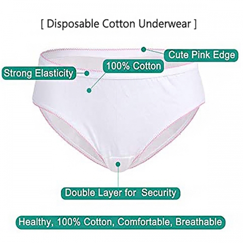 WoodyKnows Women's Disposable Underwear - 100% Cotton Briefs for Maternity  Menstruation Travel, Individually Wrapped