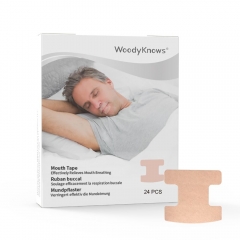 WoodyKnows Lote de 24 Tiras para la boca Tiras para dormir antirronquidos Cinta adhesiva Tiras para la boca Ayuda a la respiración nasal
