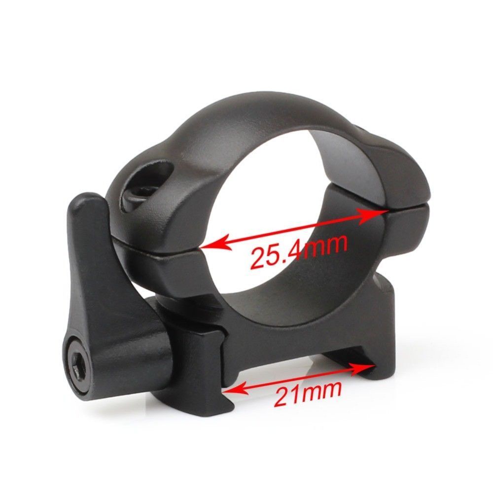 25.4mm  low profile steel Black Quick Detach Mount Rings