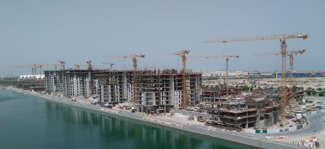 New construction site of 20 tower cranes in Abu Dhabi