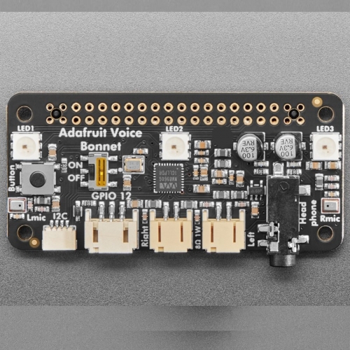 4757 Voice Bonnet para Raspberry Pi com Microfones Duplos, Saída de Alto-falante Dupla de 1W, WM8960 I2S Audio HAT com Interruptor de Privacidade LED RGB STEMMA QT para Projeto DIY de Assistente de Voz