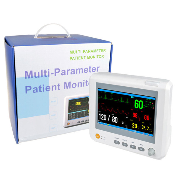 7 Inch CE Approved Portable TFT Display Patient Monitor with ECG, NIBP, SpO2, TEMP, RESP, PR