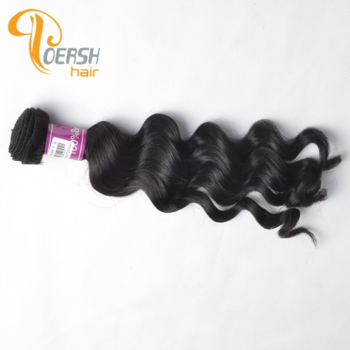 Poersh Hair Top Grade Unprocessed Raw Virgin Hair Top Quality 1B Natural Black Color Big Deep Wave 1Pc/Lot Human Hair Weft