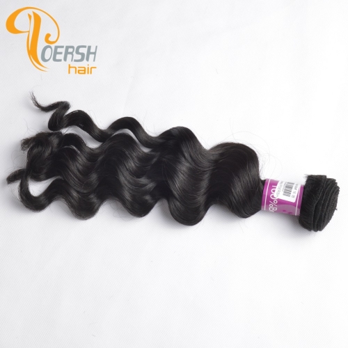 Poersh Hair Diamond Grade Unprocessed Raw Virgin Hair Top Quality 1B Natural Black Color Big Deep Wave 1Pc/Lot Human Hair Weft