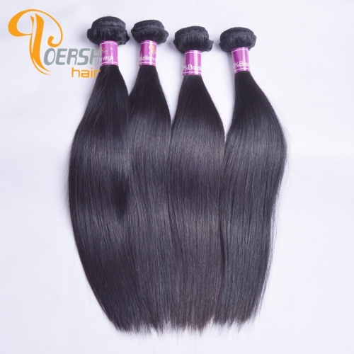 Poersh Hair 8A Uprocessed Raw Virgin Hair Top Quality 1B Natural Black Color Straight Hair 4Pcs/Lot Human Hair Weft