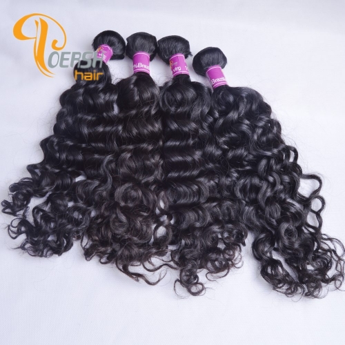 Poersh Hair Diamond Grade Uprocessed Raw Virgin Hair Top Quality 1B Natural Black Color Italy Curly 4Pcs/Lot Human Hair Weft