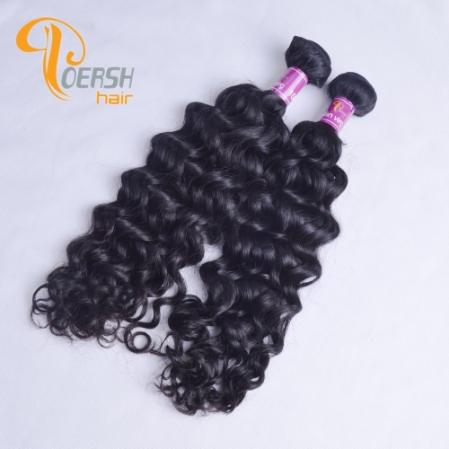 Poersh Hair Diamond Grade Unprocessed Raw Virgin Hair Top Quality 1B Natural Black Color Italy Curly 2Pcs/Lot Human Hair Weft