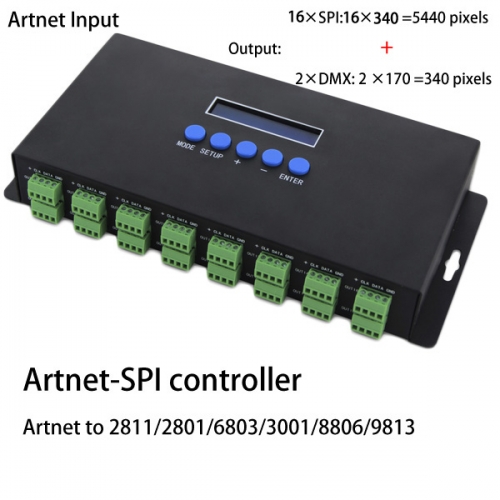 32 universes Artnet-SPI-216 ws2811 ws2812b pixel LED Controller