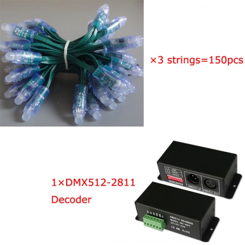 150pcs 12V ws2811 12mm pixel string and DMX-ws2811 decoder