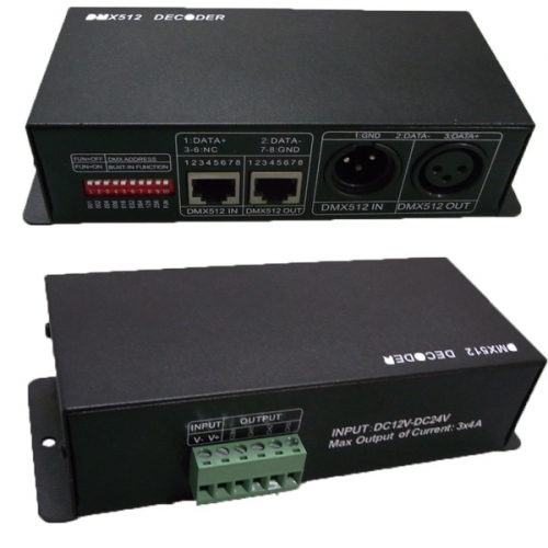 DMX512 to PWM 3 channels RGB LED Decoder