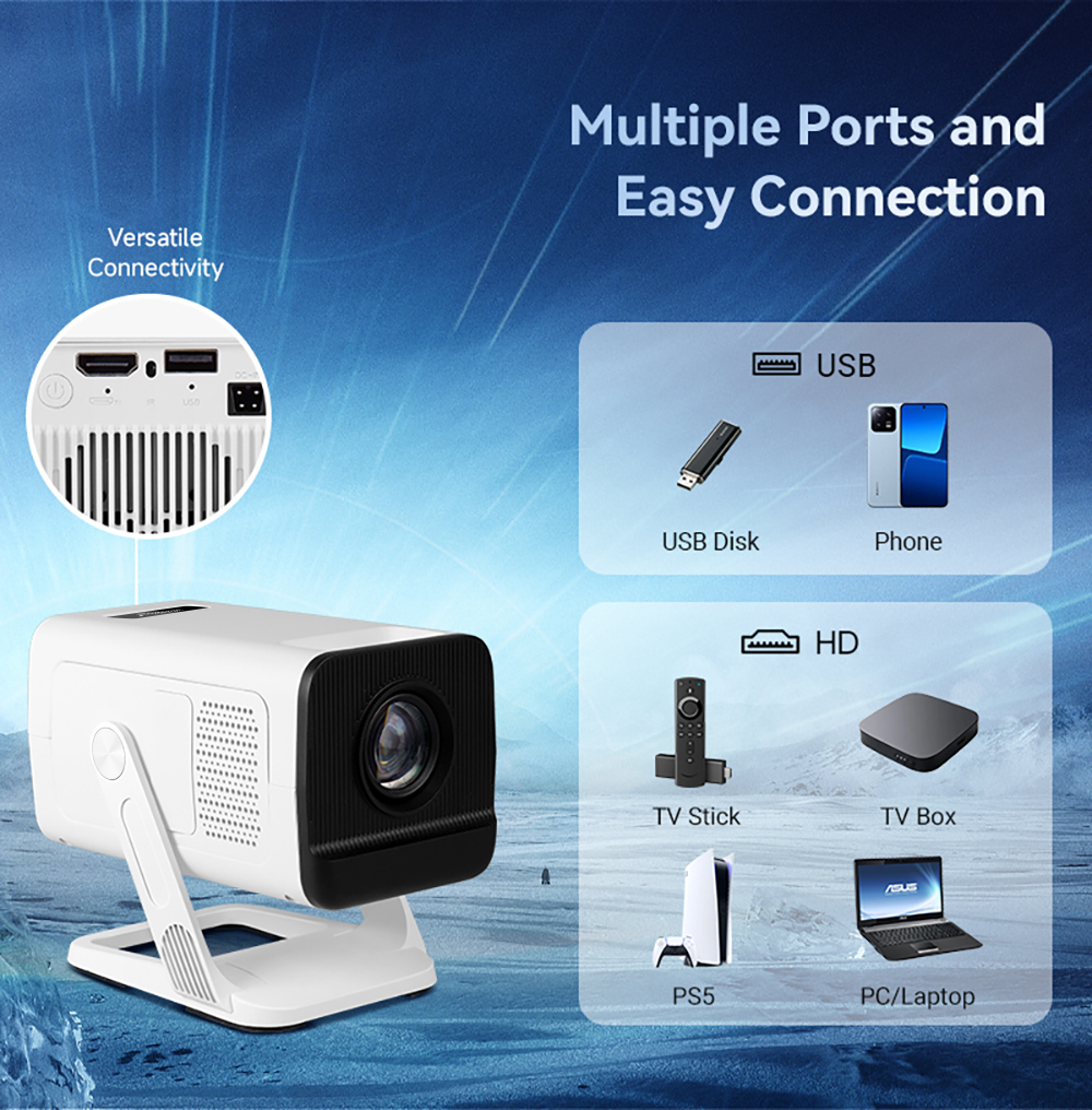PROGAGA PG310 Mini Portable Projector 4K 1080P 720P Android 300Ansi BT5.4 Projetor PG310 Smart Home Theater Outdoor Video Beamer