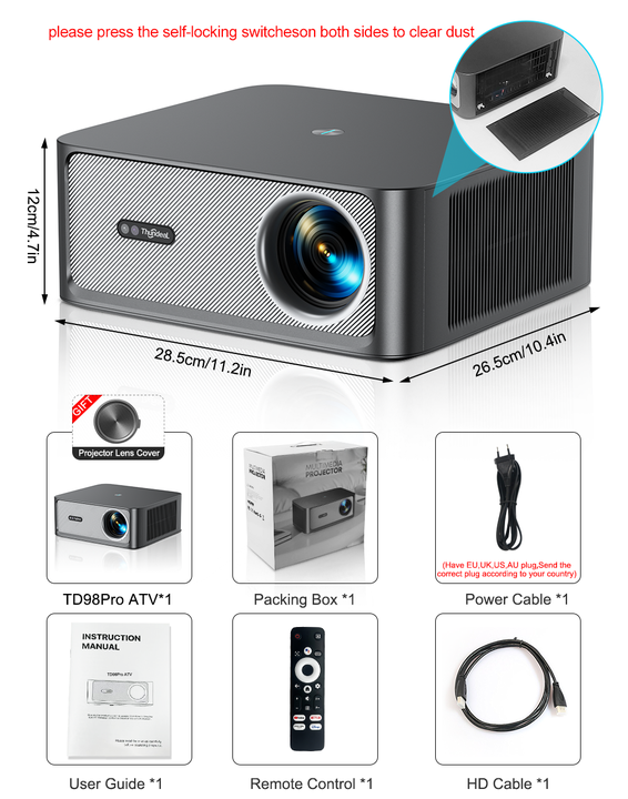 ThundeaL TD98 Pro Official Licensed Google Android TV ATV Full HD 1080P Projector 4K Video WIFI TD98Pro Home Theater Projector