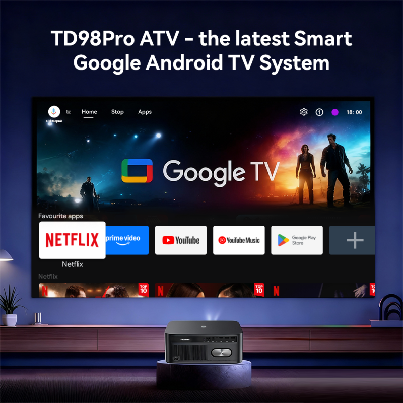 ThundeaL TD98 Pro Official Licensed Google Android TV ATV Full HD 1080P Projector 4K Video WIFI TD98Pro Home Theater Projector