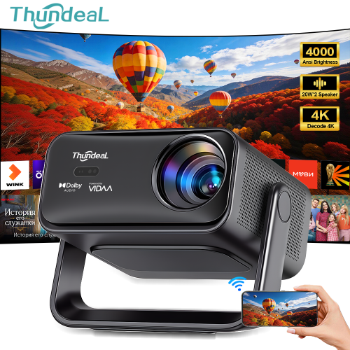 ThundeaL x VIDAA TD99W Live TV Smart Projector 4000Ansi 4K 50W Dolby WiFi Full HD 1080P Home Theater Outdoor Movie Video Projector