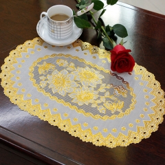 PVC 30*46cm gold lace oval placemat, oval vinyl lace placemats