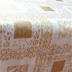 137cm PVC lace crochet table cloth with gold on the rolls