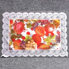 Plastic Embossing Tablemat with Lace Border