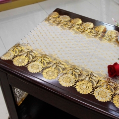 Gold/Silver Vinyl lace doilies pvc lace table cloth