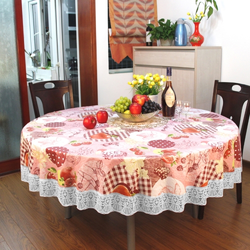 Printed vinyl tablecloths with flannel back, round flannel backed vinyl tablecloth