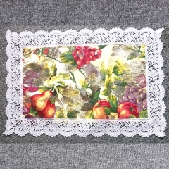 Plastic Embossing Tablemat with Lace Border