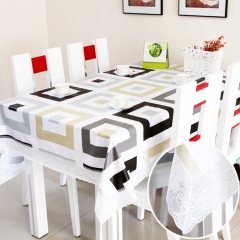 PVC printed tablecloth with lace border