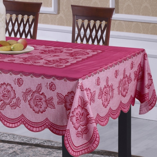 new design PVC color red lace tablecloth factory