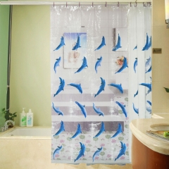 Innoplast PVC shower curtain with printed&spot&dolphin
