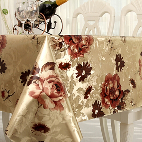 double side gold | silver pvc material embossed printed tablecloth