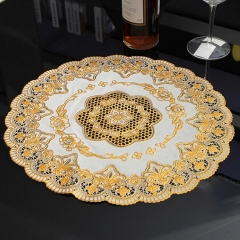 12cm , 16cm , 20cm , 30cm , 40cm , 50cm round PVC lace with gold round placemat round