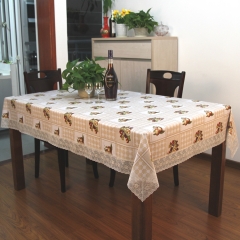 2“ lace border PVC with flannel tablecloth summary design