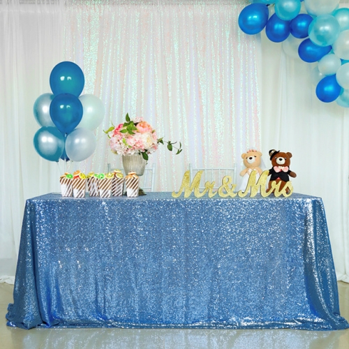 SoarDream Birthday Bling Tablecloth 60"X102" Baby Blue Sequin Tablecloth Spring Rectangle Party Table Fabric Glitter Table Overlays