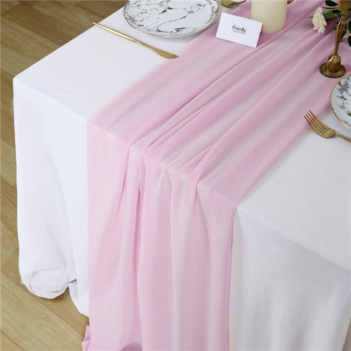 Valentines Decoration Chiffon Table Runners 27x120 Inches Pink Romantic Table Runner Drapes for Wedding Arch Decoration