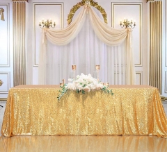 Gold Sequin Tablecloth Seamless 50x80inch Rectangle Sequence Table Overlays Birthday Cake Party Christmas Decorations Vintage