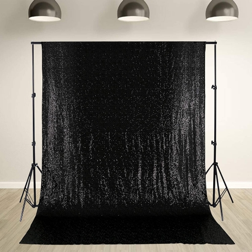 Black Sequin Backdrop 8ft x 8ft Glitter Photo Booth Black Backdrop Curtains