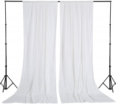 White Backdrop Curtains for Parties 2 Panels 5ft x 10ft Polyester Photography Background for Baby Shower Wedding Birthday Decorations