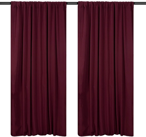 Burgundy Backdrop Curtains Photo Booth Background 2 Panels 5ft x 10ft Polyester Fabirc for Wedding Party Anniversary Ceremony Deocrations