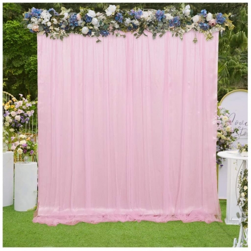 Pink Backdrop Curtains Tulle Backdrop Panels 5ftx7ft Sheer Photography Background Drapes for Wedding Arch Baby Shower Parties Stage Christmas Decorati
