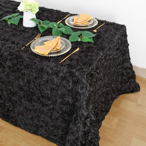 Black Party Tablecloth Farmhouse Rosette Tablecloth for Party Halloween Table Decorations