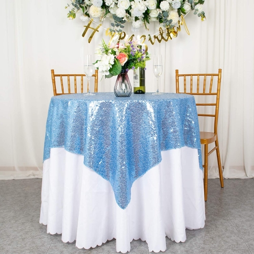 SoarDream Sequin Tablecloth Rectangle Baby Blue Shimmer for Wedding Christmas Birthday Decoration 50x50 Inch