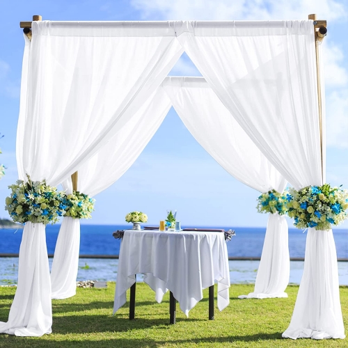 SoarDream White Curtain Backdrop Wedding Backdrop Curtains 10ft x 10ft Chiffon Backdrop Drapes Panels for Outdoor Wedding Arch Birthday Party Decorati