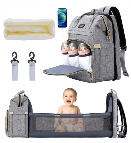 Baby Diaper Bag Backpack - Gray Diaper Bag with Changing Station - Baby Registry Search - Baby Bag with Changing Station - Baby Shower Gifts Unisex