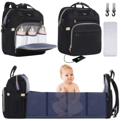 SoarDream New Diaper Bag Backpack, Baby Bag Diaper Bag with Changing Station & Toy Bar, Baby Girl Boy Diaper Bag for Dad Mom, Black