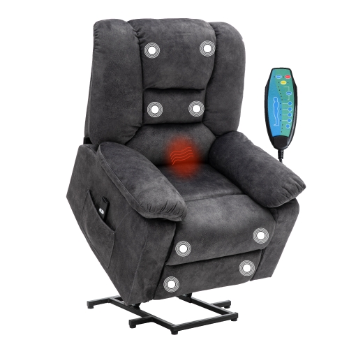 QueenDream Power Lift Chair, Heated Vibration Massage & USB charging port, Fabric