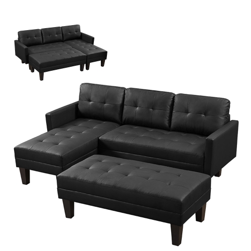 QueenDream Sectional Sofa Couches for Living Room Sofa Chaise Lounge with Ottoman Bench L-Shape Reversible Sectional Sofa L-shaped Couch Convertible i