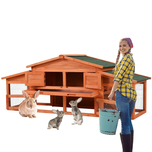 QueenDream Chicken Coop Wooden Hen House Rabbit Hutch Outdoor Chicken House Small Animal Cage 70 inch for 2-3 chicken or 1-2 rabbits