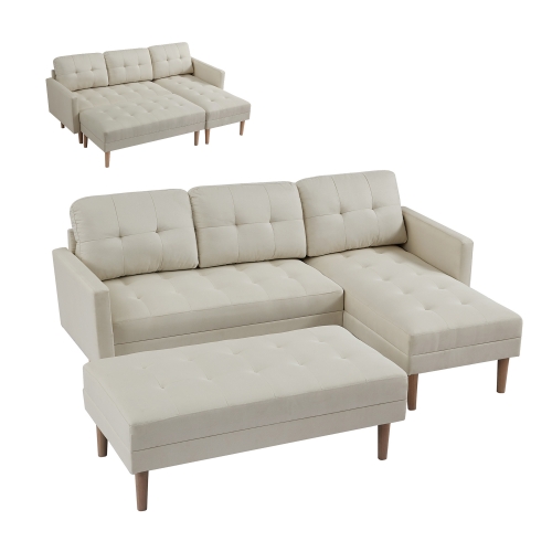 QueenDream Sectional Sofa Couches for Living Room Sofa Chaise Lounge with Ottoman Bench L-Shape Reversible Sectional Sofa L-shaped Couch Convertible i