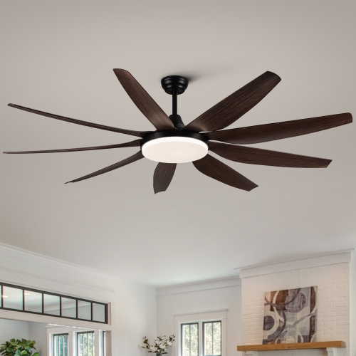 SoarDream 72 In. Integrated LED Indoor Brown Lighting Ceiling Fan with 9 Brown Blades