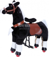 Black Pony with White Leg Walking Animal plush ride on horse toy for playground