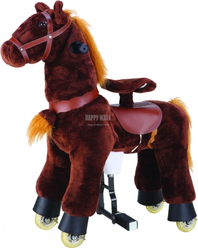 Brown Hair Walking Animal plush ride on horse toy for playground