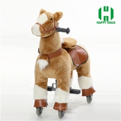 Brown Pony with White Leg Walking Animal plush ride on horse toy for playground